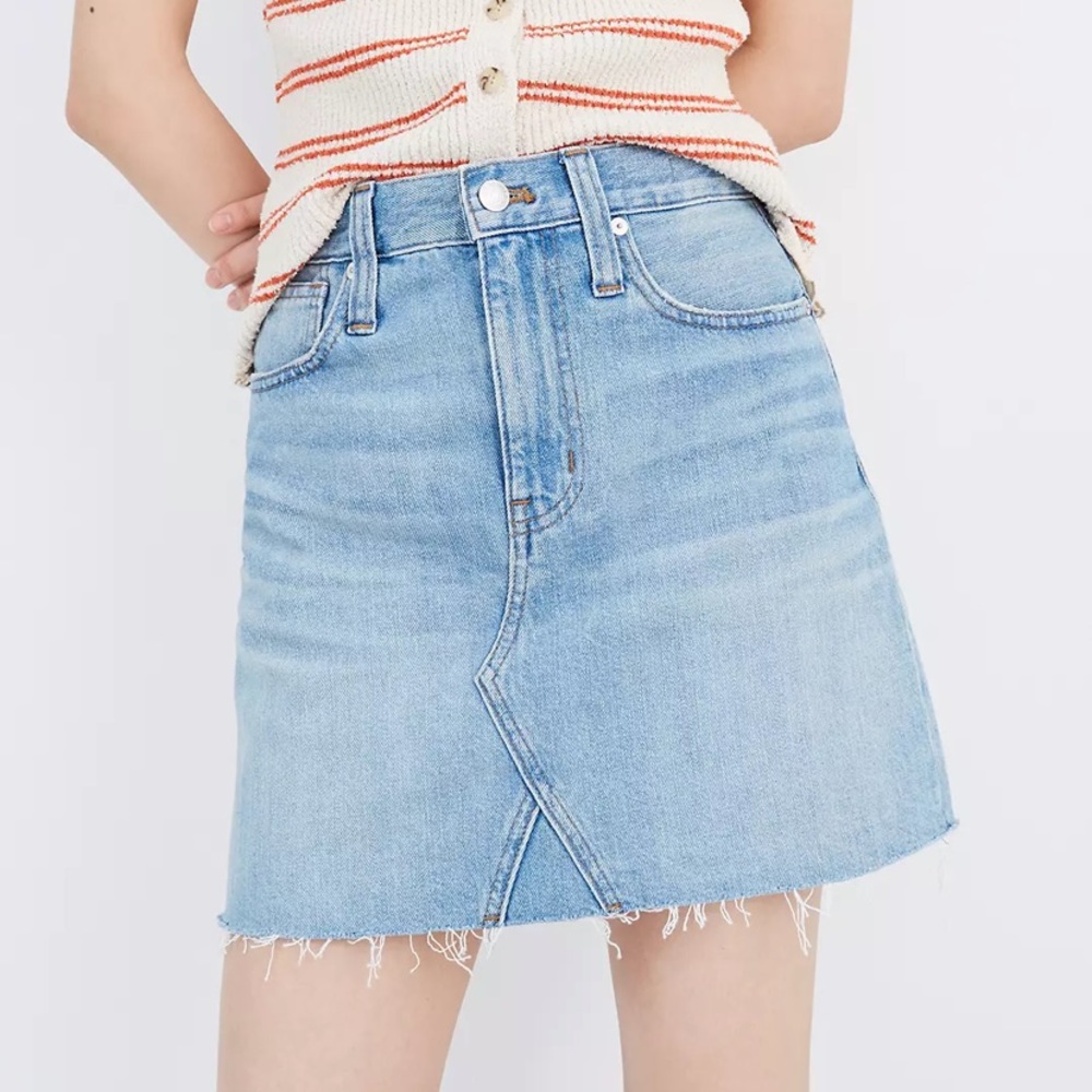 Madewell Rigid Denim A-Line Mini Skirt in Lovell Wash